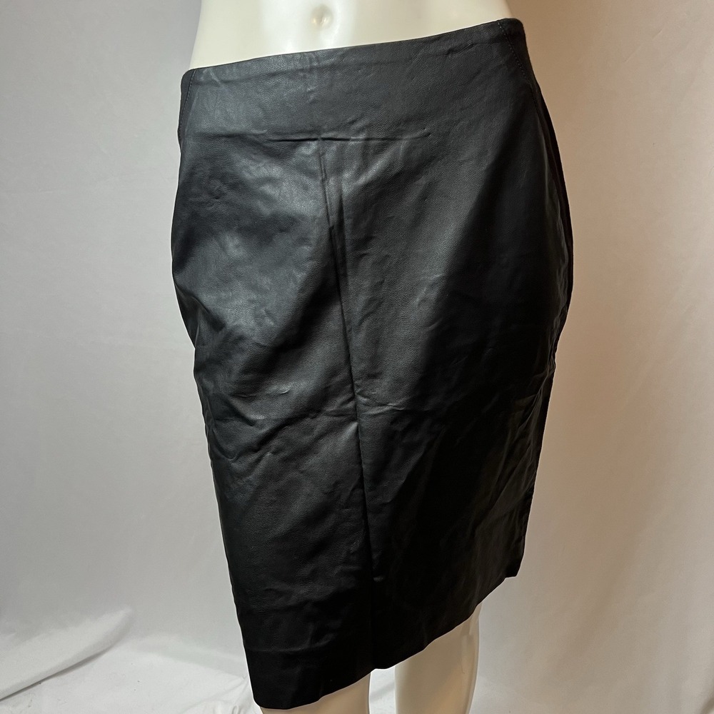CHICO'S Faux Leather Side Knit Skirt Size 0.5 (small, 6) Black w/stretch NWT